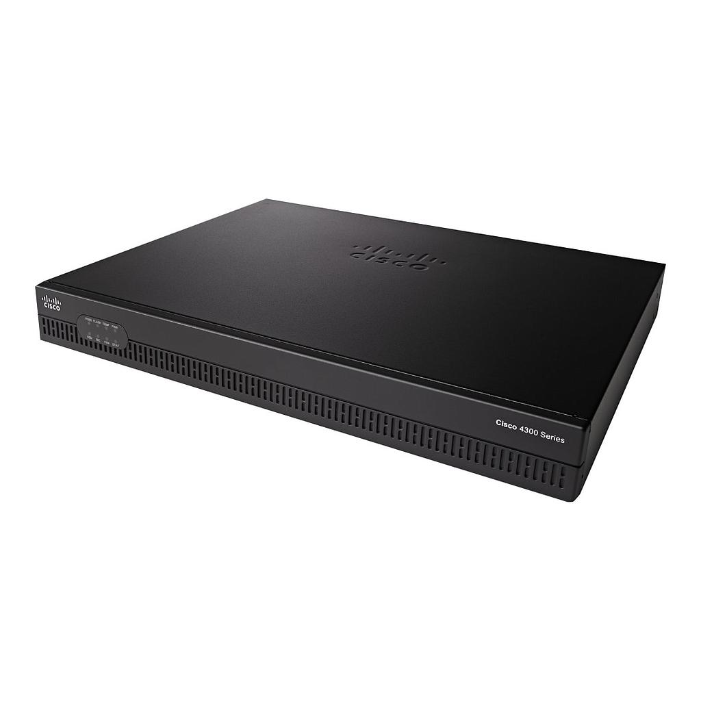 Cisco 4321 ISR with 2 onboard GE, 2 NIM slots, 1 ISC slot, 4 GB Flash Memory default, 4 GB DRAM  default with Voice & Security (VSEC) bundle