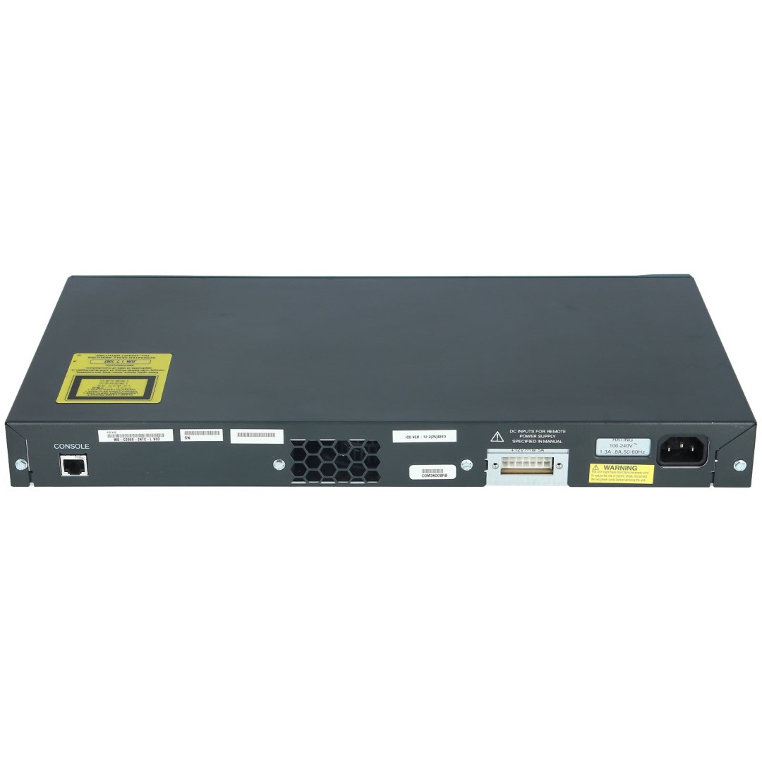Cisco Catalyst 2960 24 10/100 Ethernet ports and 2 dual-purpose uplinks (each dual-purpose uplink port has one 10/100/1000 Ethernet port and 1 SFP-based Gigabit Ethernet port, 1 port active), LAN Base Image